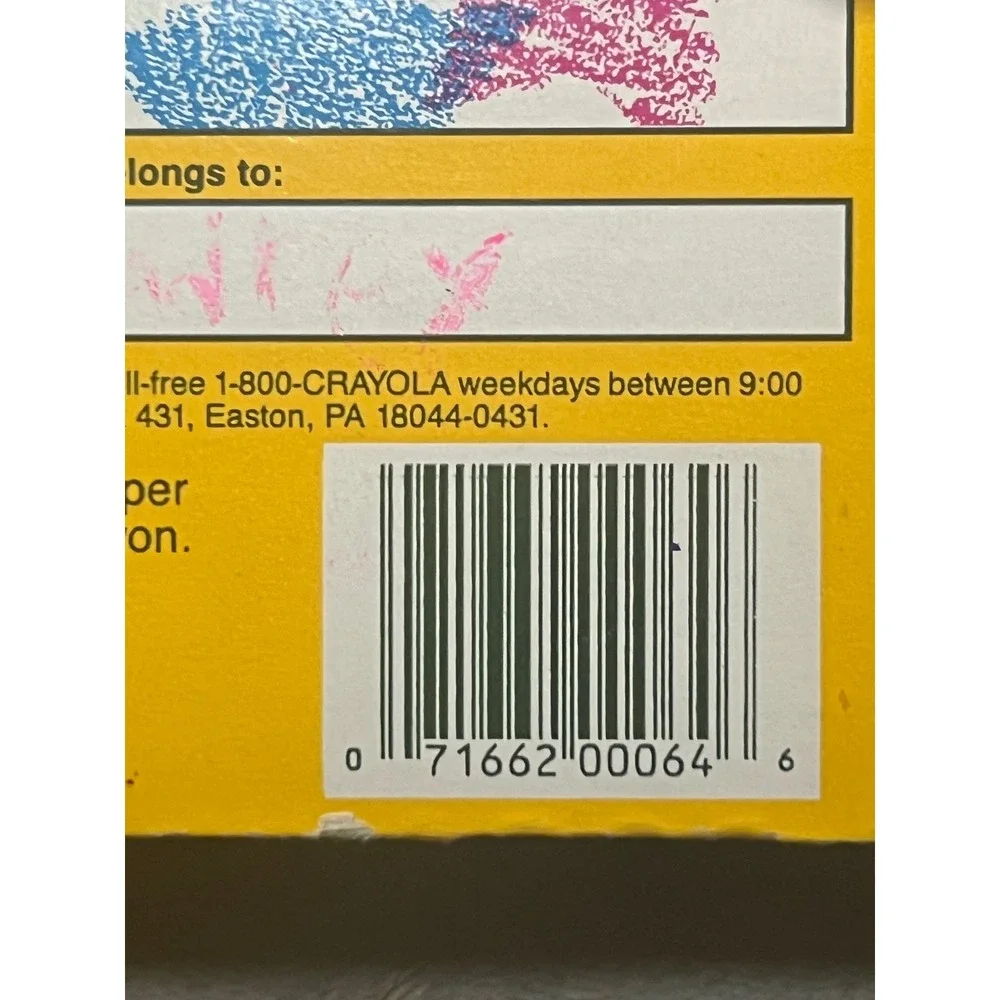 Vintage 1990 Crayola 64 USA Crayons‎ w Sharpener Open Box Thistle Mulberry